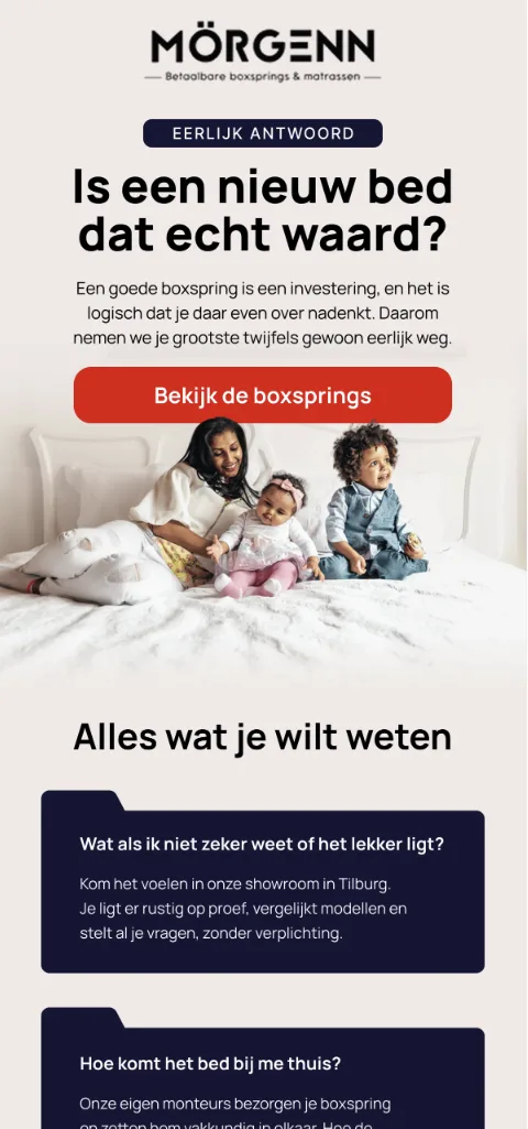 Mörgenn — Is een nieuw bed dat echt waard? campaign email