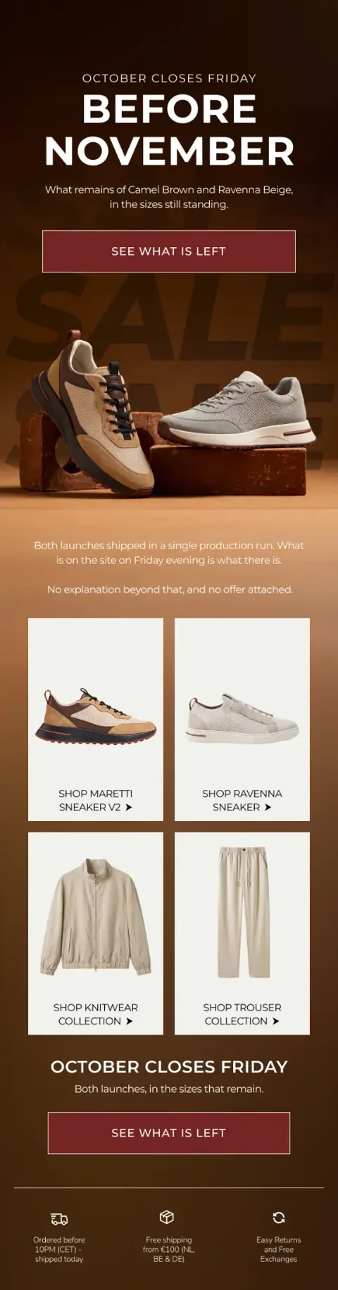 Fashion brand seasonal campaign email